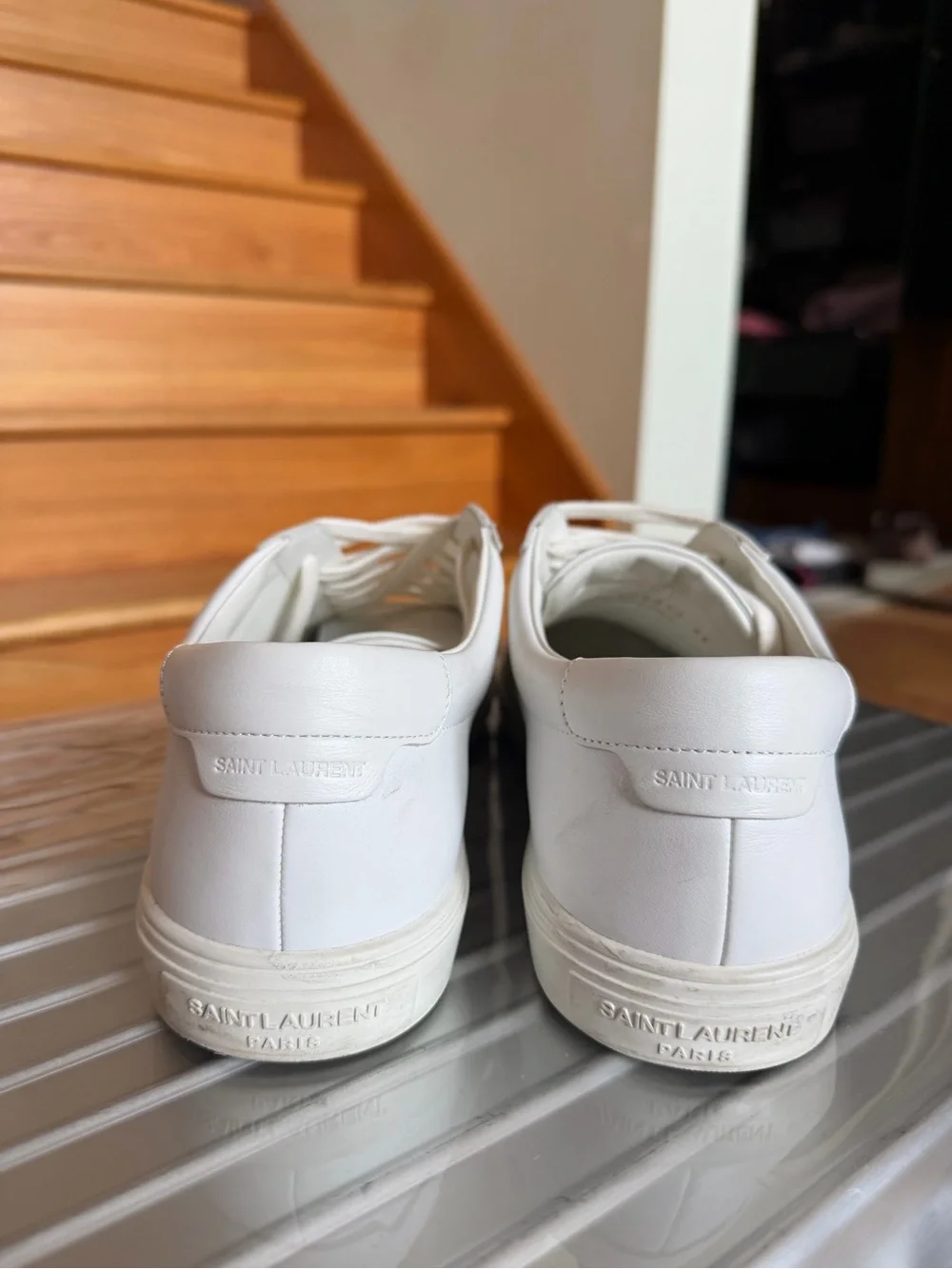 *Andy Sneakers*Saint Laurent White Leather Low-Top Sneakers